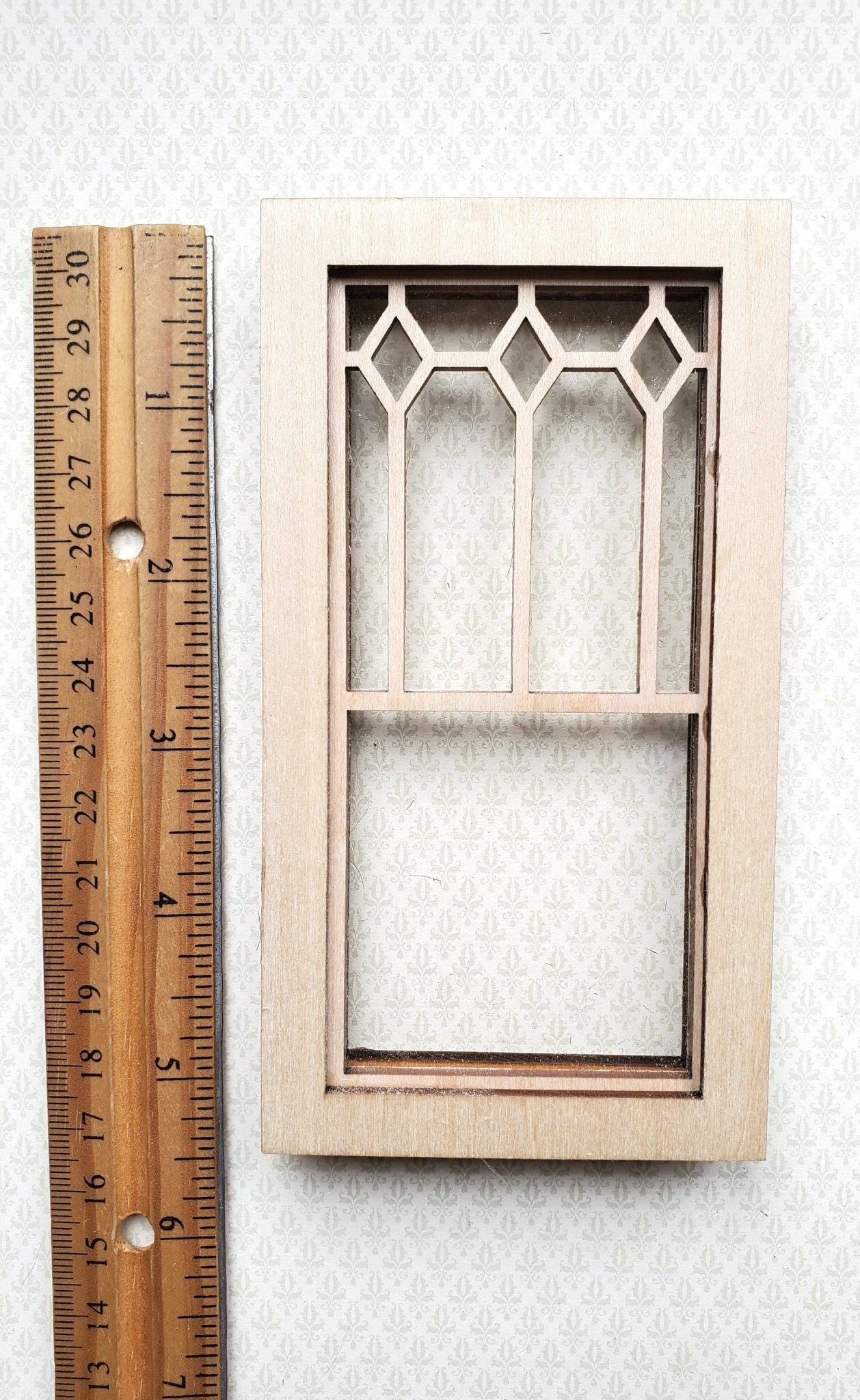 Dollhouse Miniature Window Victorian Style Small Diamonds Wood 1:12 Scale - Miniature Crush