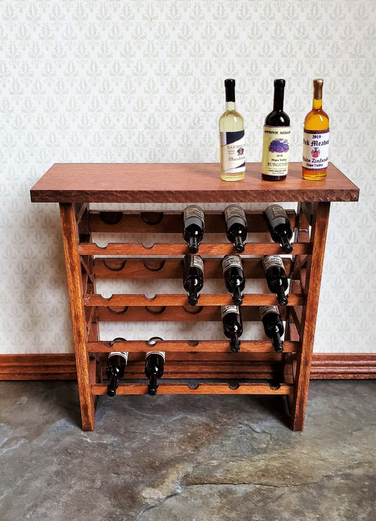 Dollhouse Miniature Wine Bottles x3 White Red Zinfandel 1:12 Scale Kitchen Food - Miniature Crush
