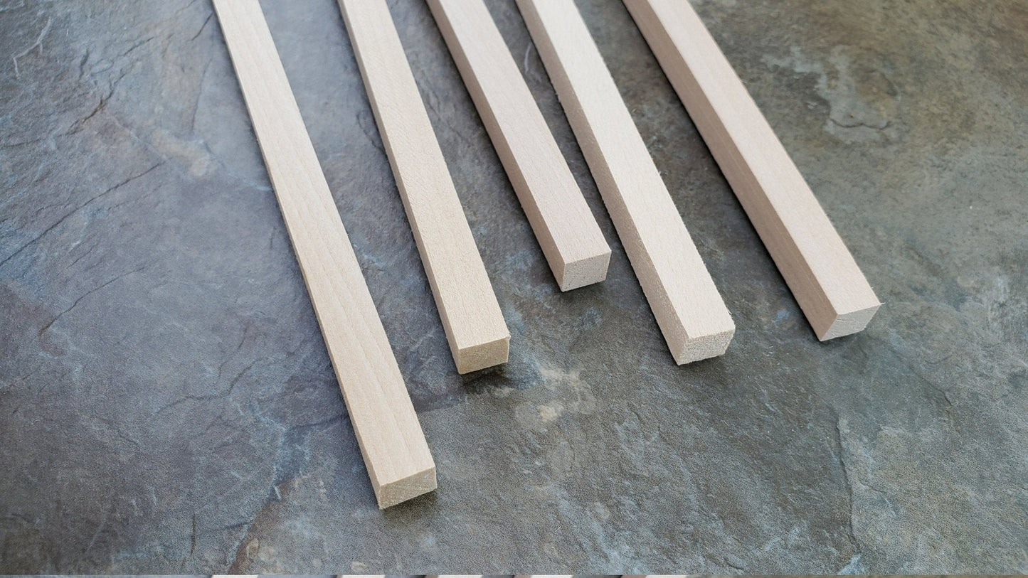 Dollhouse Miniature Wood Beams Posts 3/8 x 3/8 x 18" long 1:12 Scale x5 - Miniature Crush