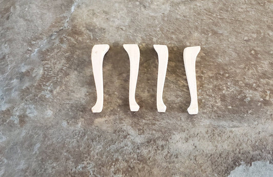 Dollhouse Miniature Wood Cabriole Legs for Furniture Medium Size x4 Pieces 1:12 Scale 1 5/8" - Miniature Crush