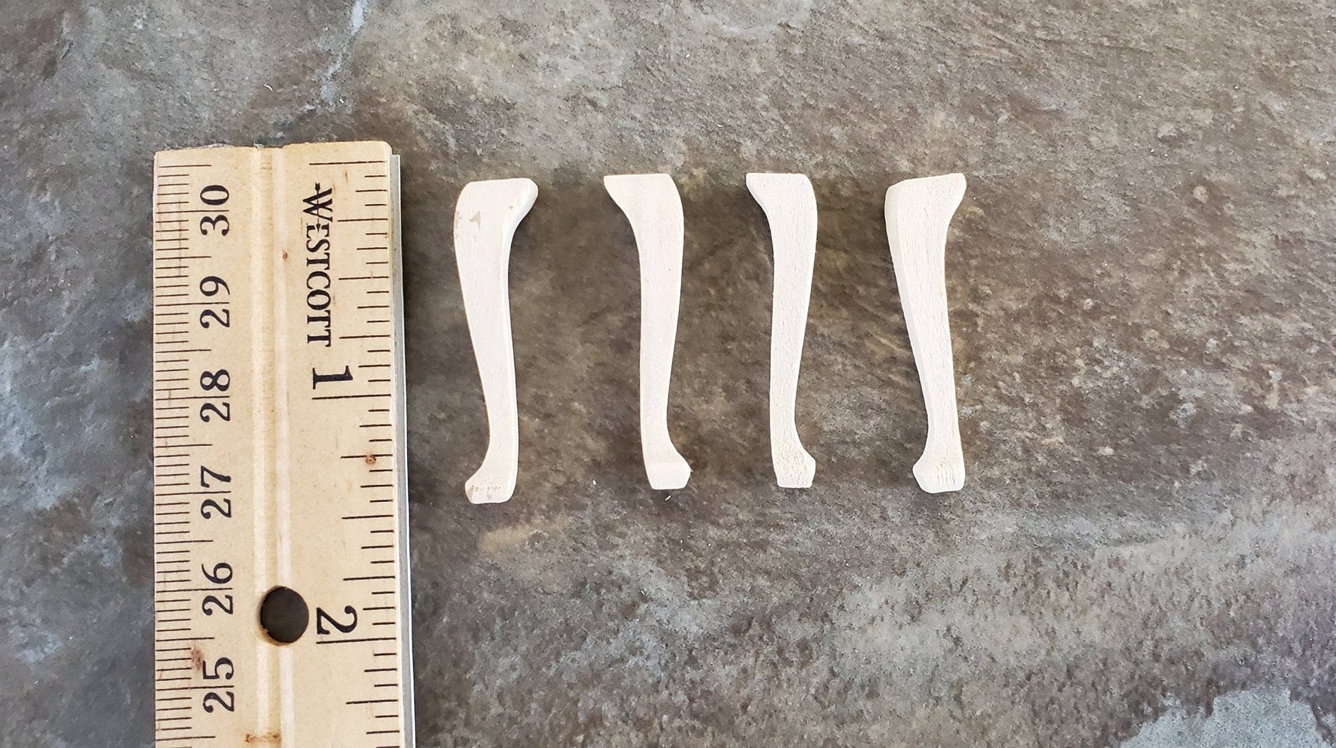 Dollhouse Miniature Wood Cabriole Legs for Furniture Medium Size x4 Pieces 1:12 Scale 1 5/8" - Miniature Crush