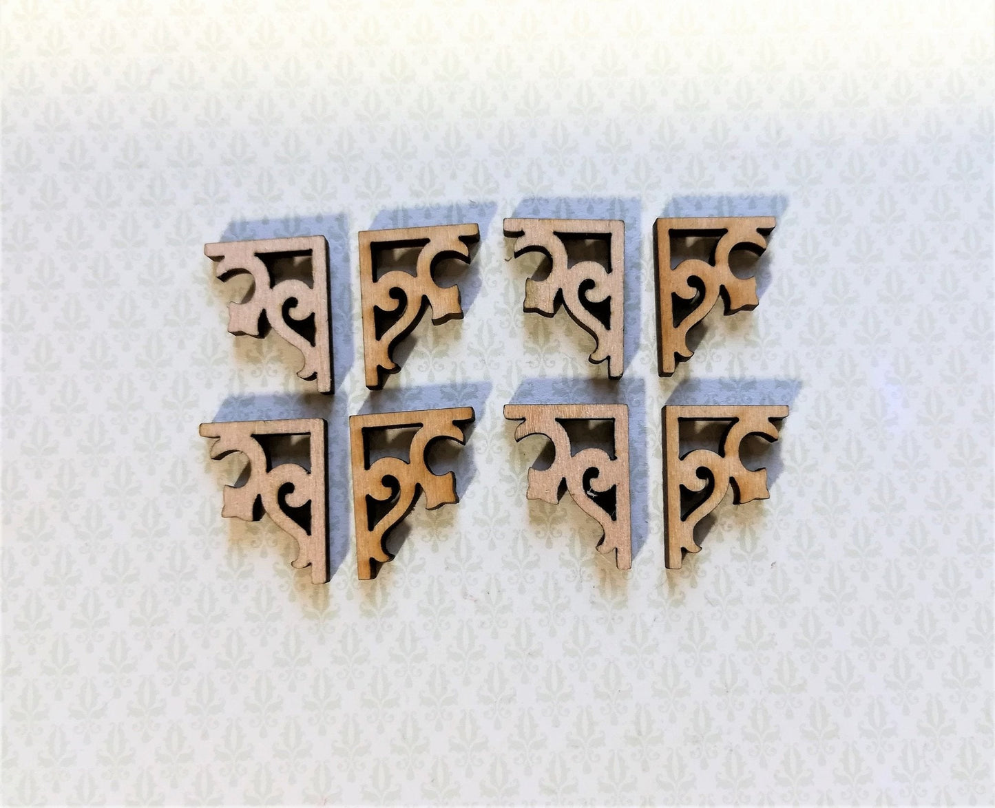 Dollhouse Miniature Wood Corbels or Brackets 1:12 Scale Set of 8 Small Classic Style - Miniature Crush