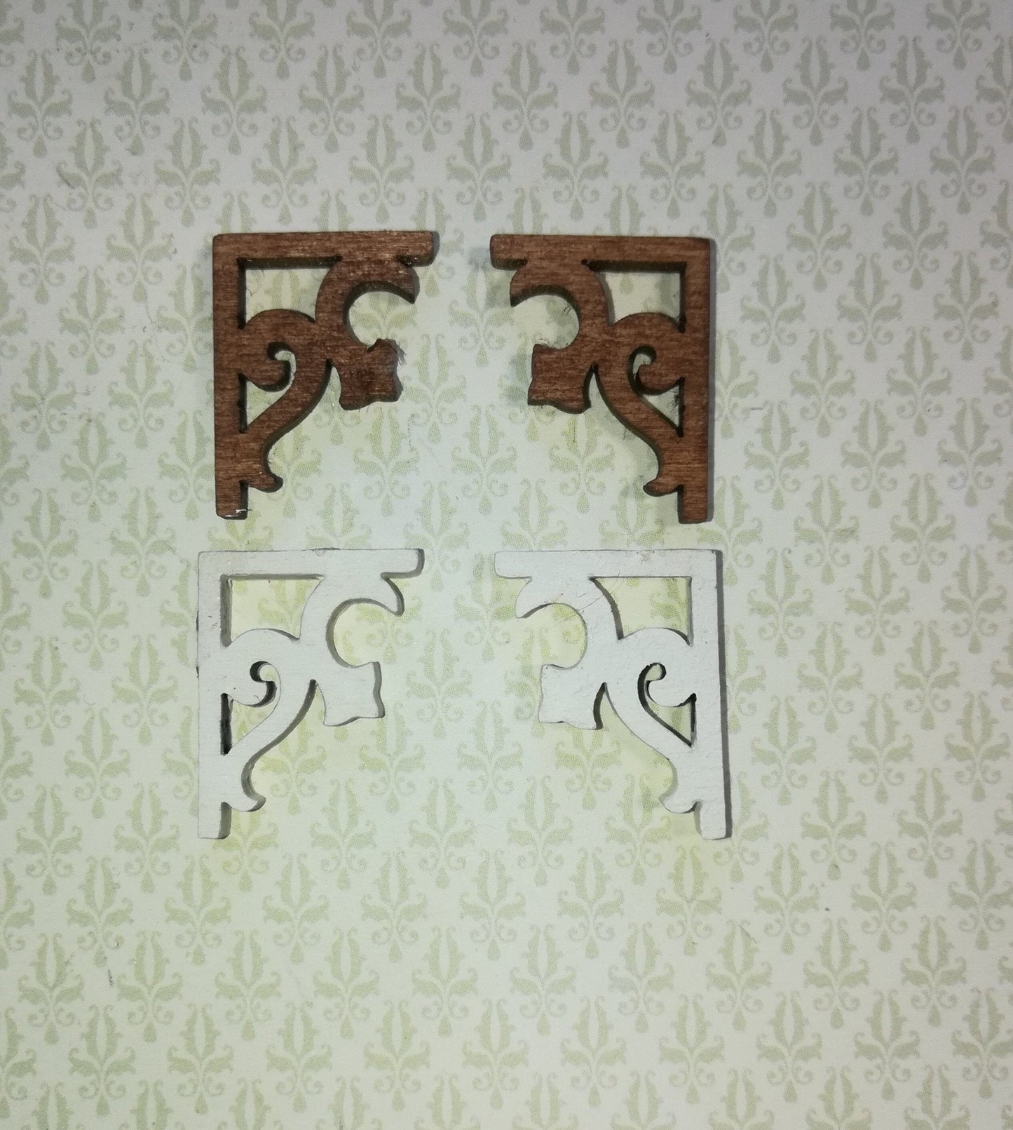 Dollhouse Miniature Wood Corbels or Brackets 1:12 Scale Set of 8 Small Classic Style - Miniature Crush