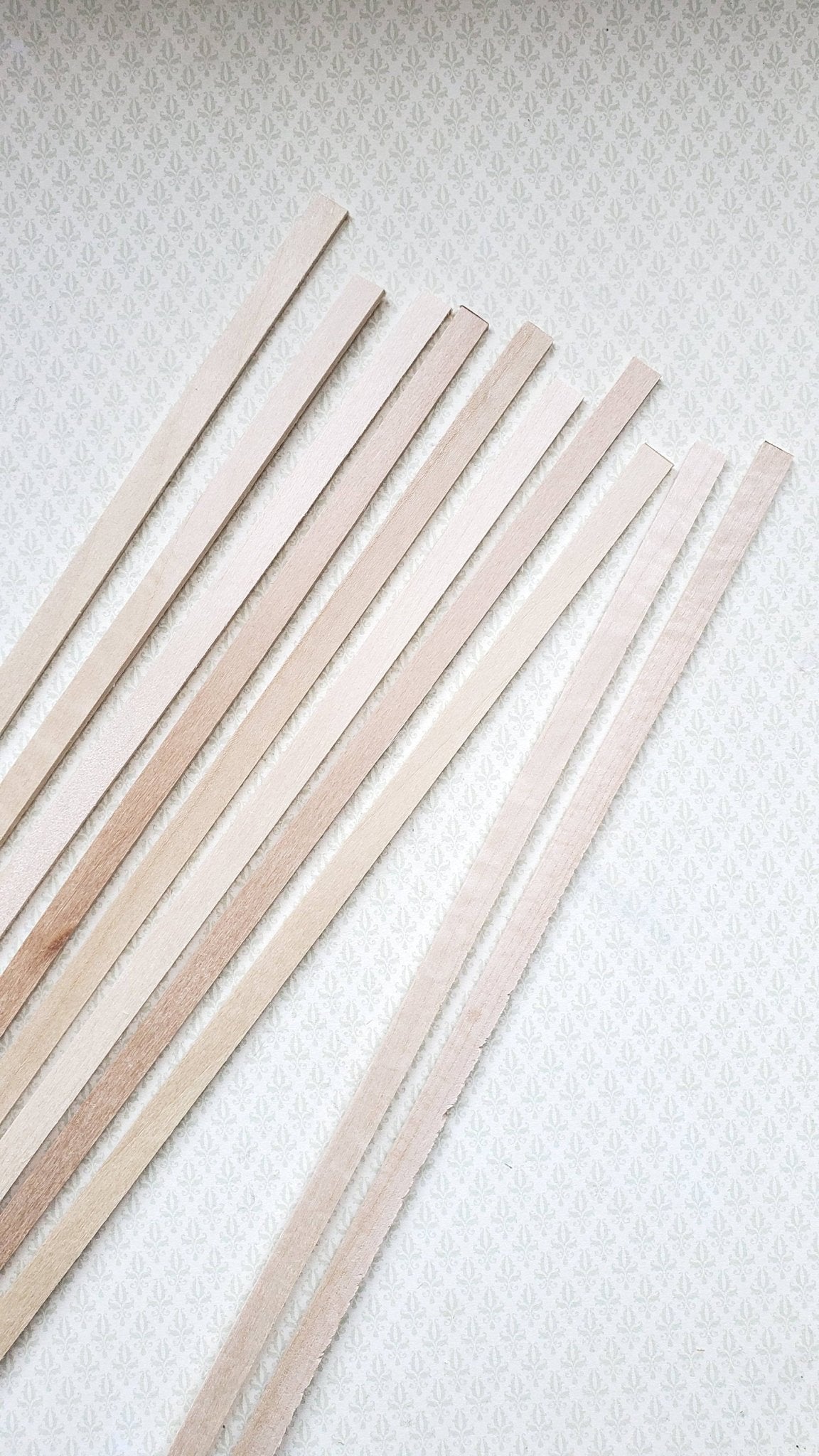 Dollhouse Miniature Wood Strips x10 Flooring 1/16 x 3/8 x 12" long Basswood 1:12 Scale - Miniature Crush