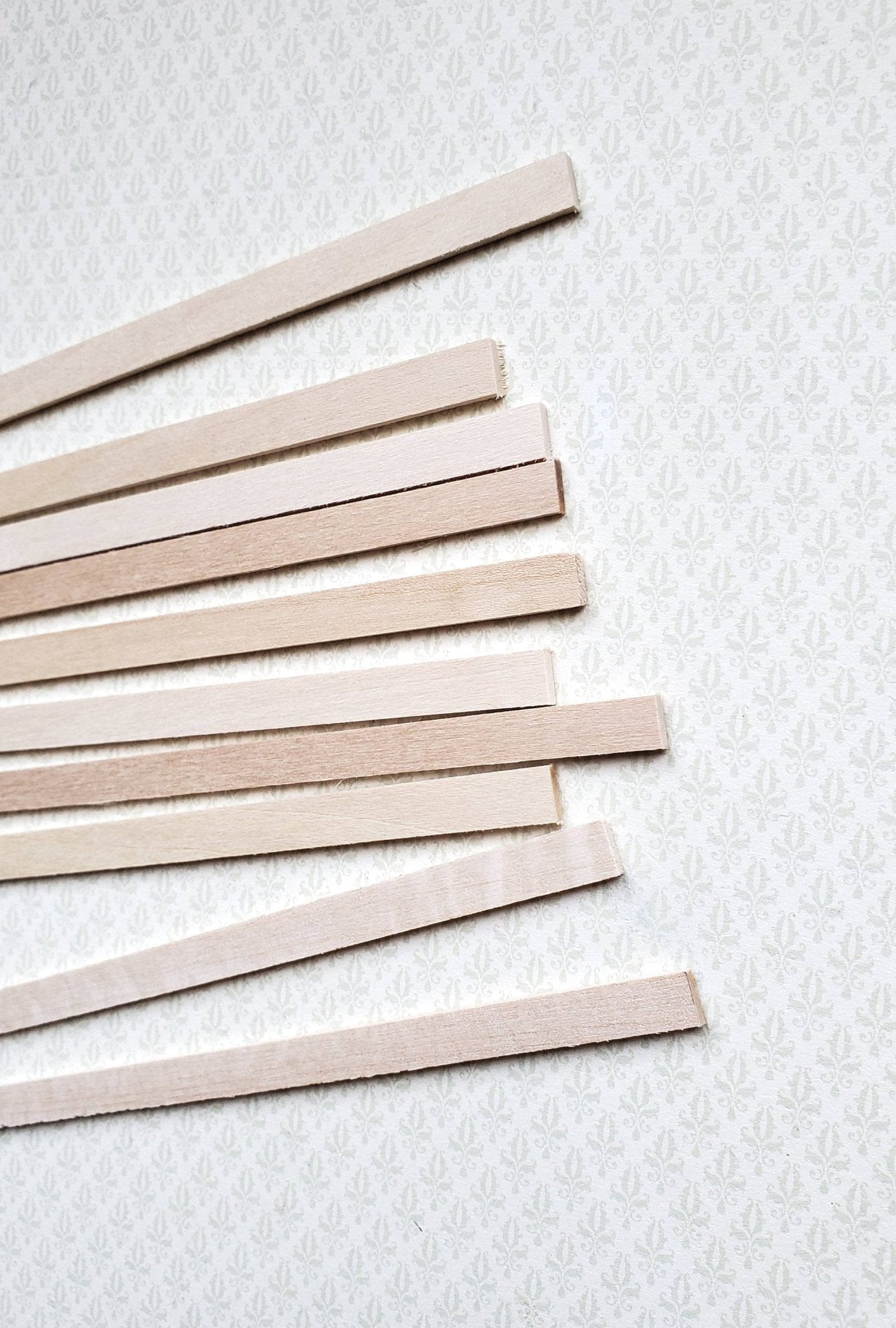 Dollhouse Miniature Wood Strips x10 Flooring 1/16 x 3/8 x 12" long Basswood 1:12 Scale - Miniature Crush