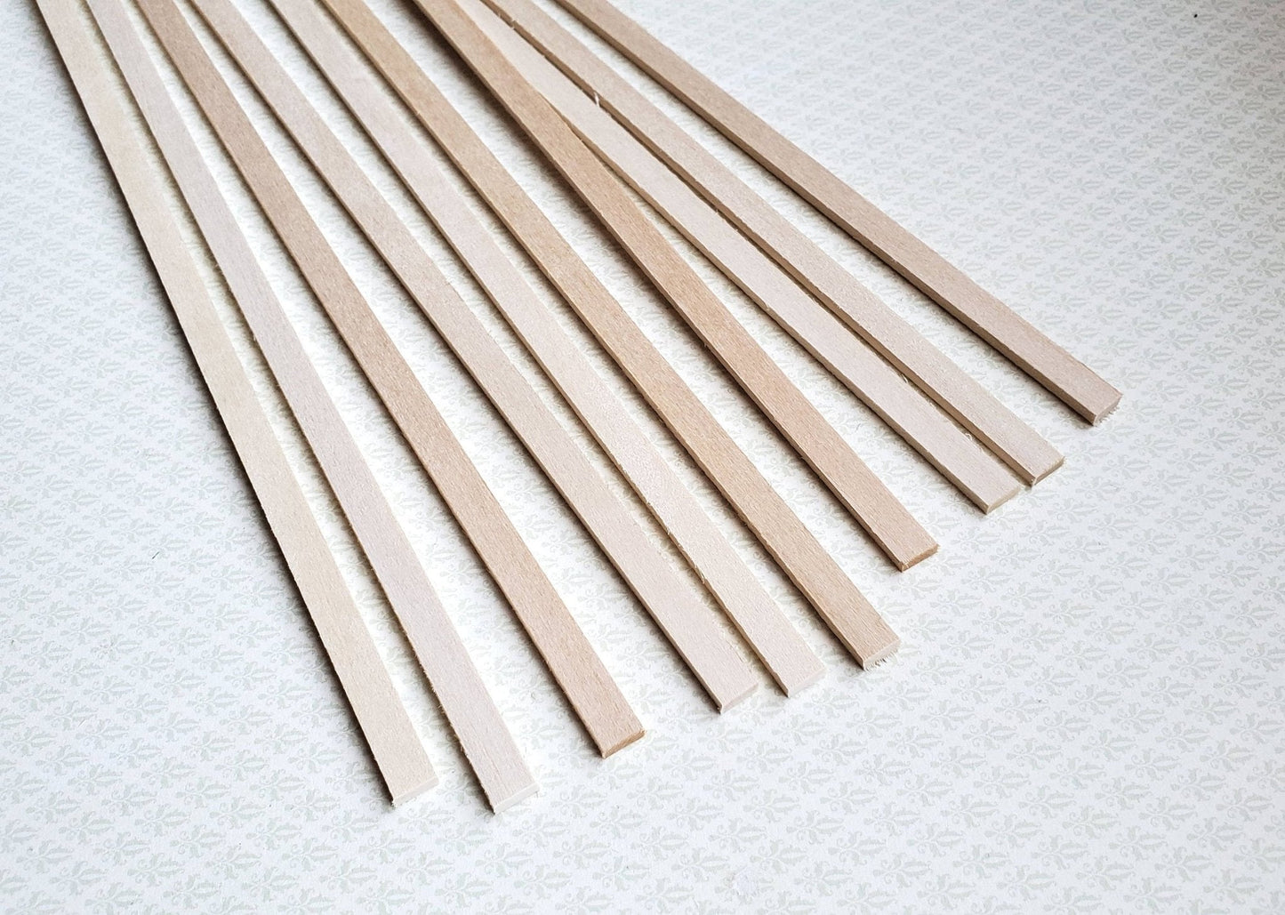 Dollhouse Miniature Wood Strips x10 Flooring 3/32 x 1/4 x 12" long Basswood 1:12 Scale - Miniature Crush