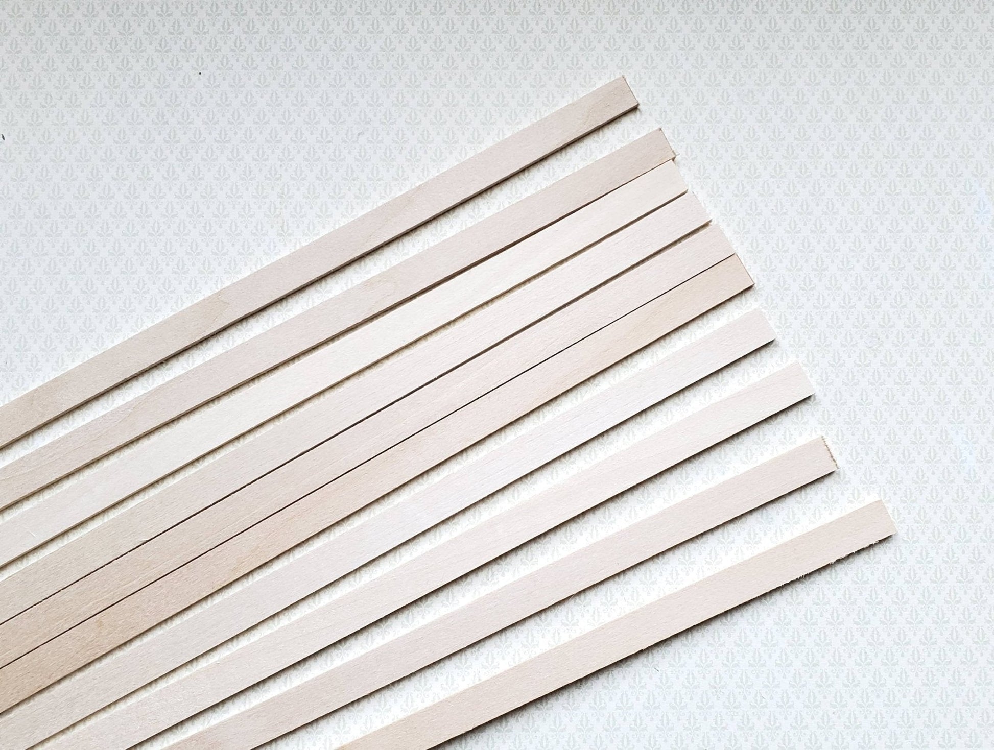 Dollhouse Miniature Wood Strips x10 Flooring 3/32 x 3/8 x 12" long Basswood 1:12 Scale - Miniature Crush