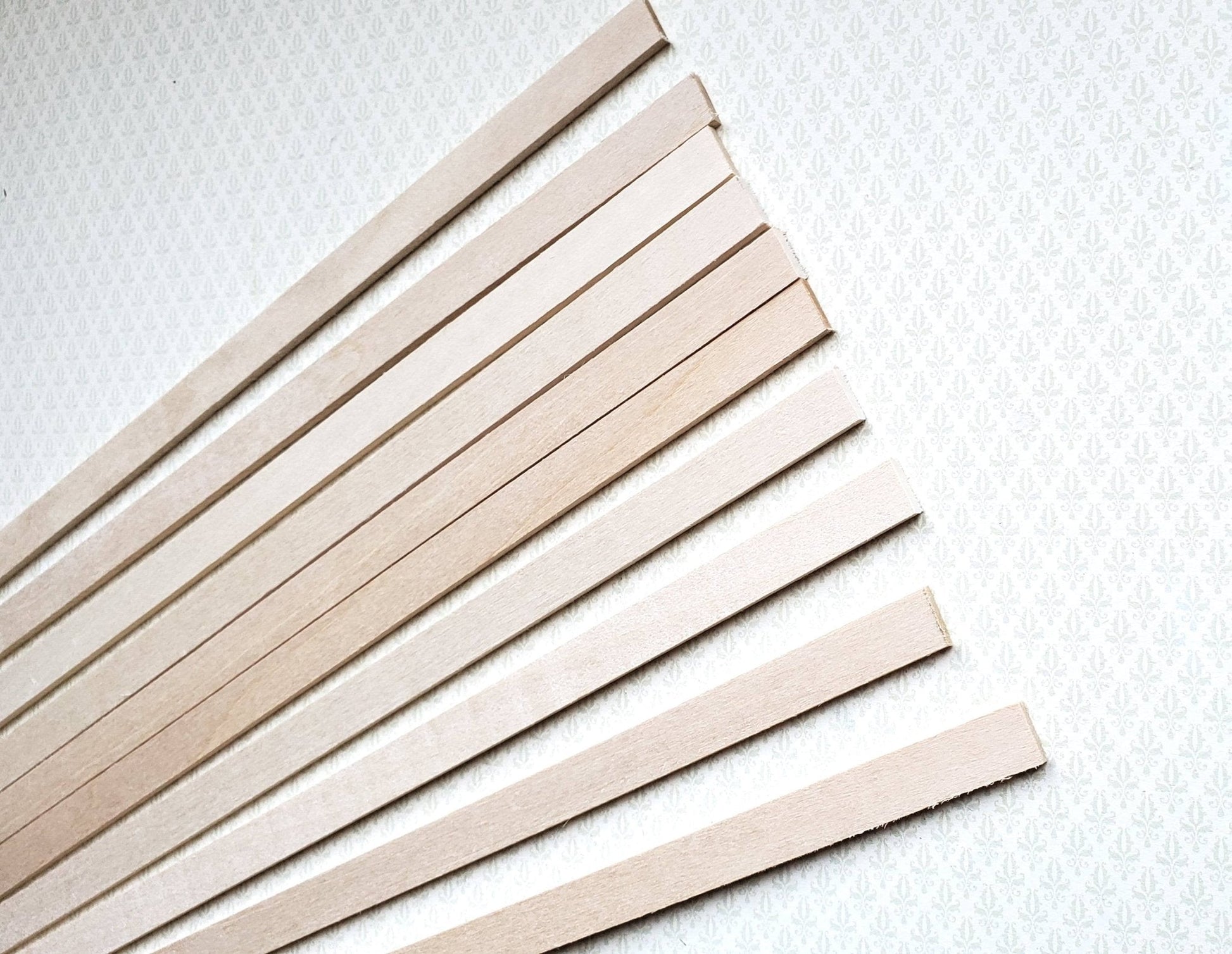 Dollhouse Miniature Wood Strips x10 Flooring 3/32 x 3/8 x 12" long Basswood 1:12 Scale - Miniature Crush
