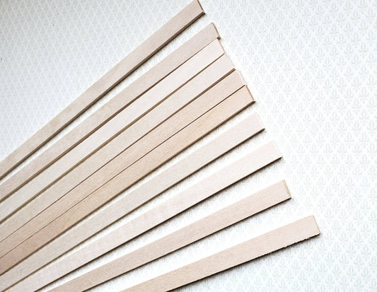Dollhouse Miniature Wood Strips x10 Flooring 3/32 x 3/8 x 12" long Basswood 1:12 Scale - Miniature Crush