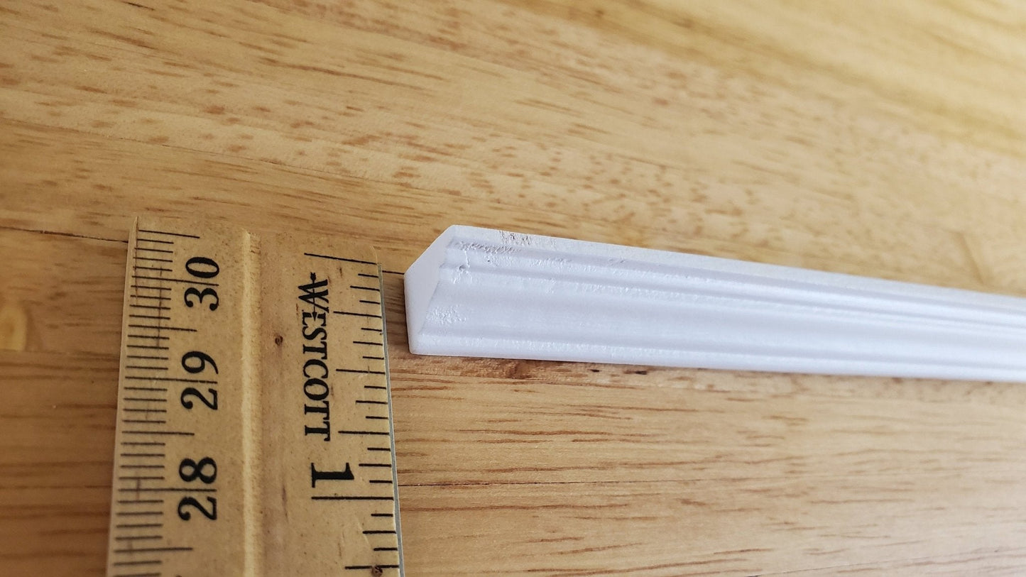 Dollhouse Miniatures Crown Molding x6 White Trim Cornice Large 1/2" wide x 17 3/4" long 1:12 Scale - Miniature Crush