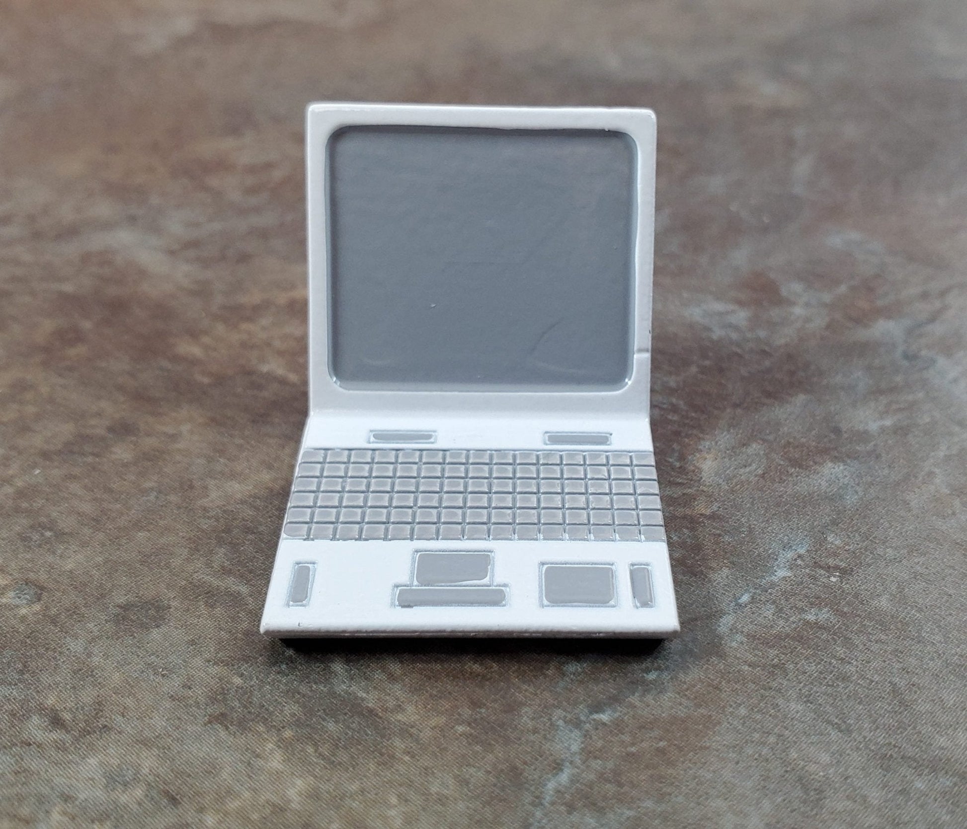 Dollhouse Modern Laptop Computer White Metal 1:12 Scale Miniature Accessory - Miniature Crush
