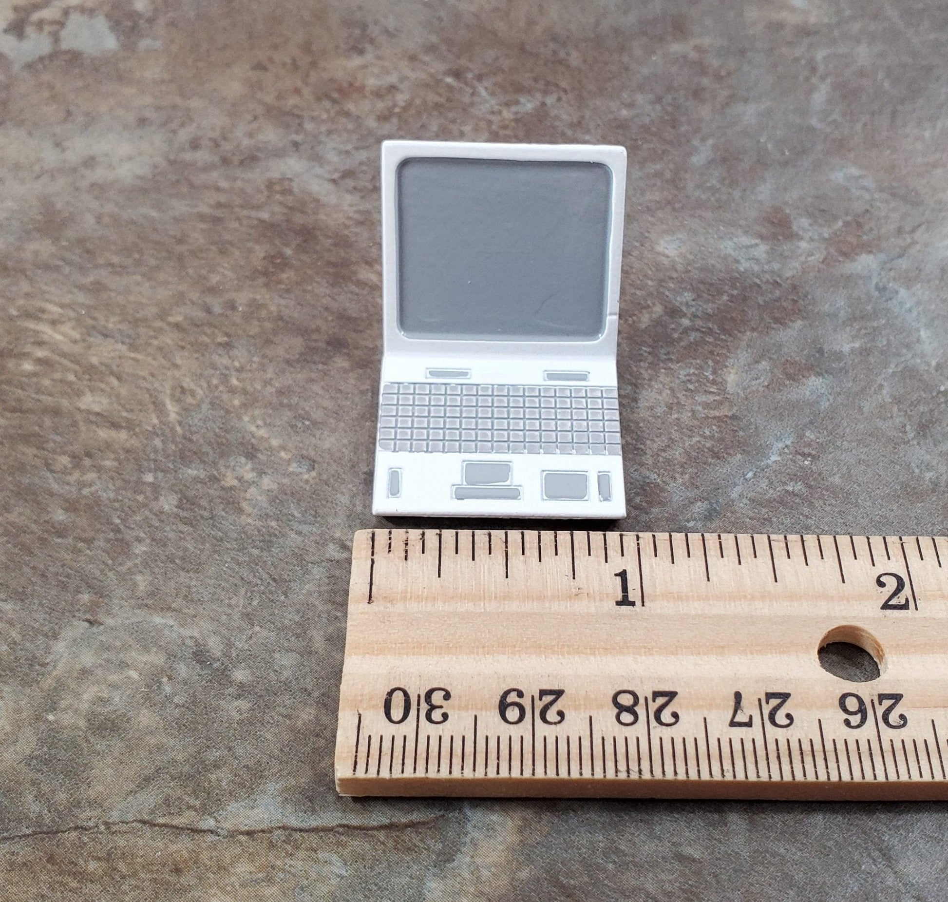 Dollhouse Modern Laptop Computer White Metal 1:12 Scale Miniature Accessory - Miniature Crush