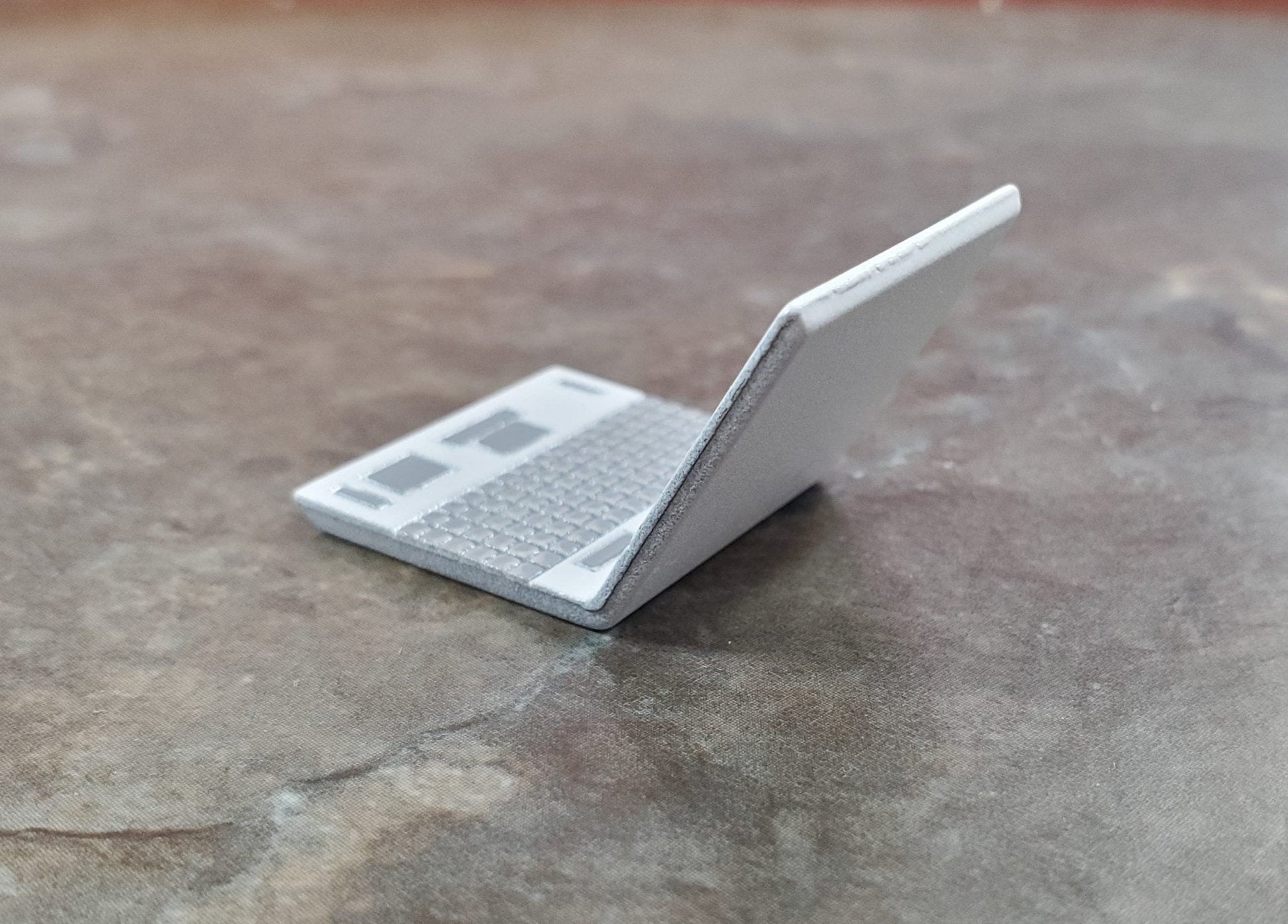 Dollhouse Modern Laptop Computer White Metal 1:12 Scale Miniature Accessory - Miniature Crush