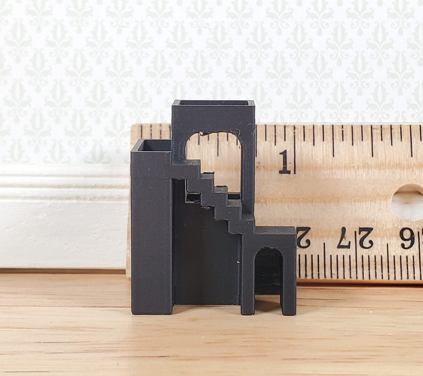 Dollhouse Modern Vase Sculpture Tower of Stairs 1:12 Scale Miniature Black - Miniature Crush
