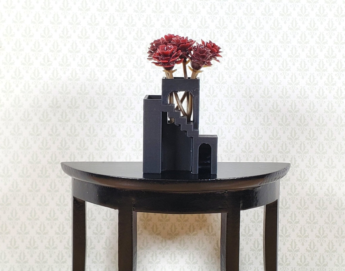 Dollhouse Modern Vase Sculpture Tower of Stairs 1:12 Scale Miniature Black - Miniature Crush