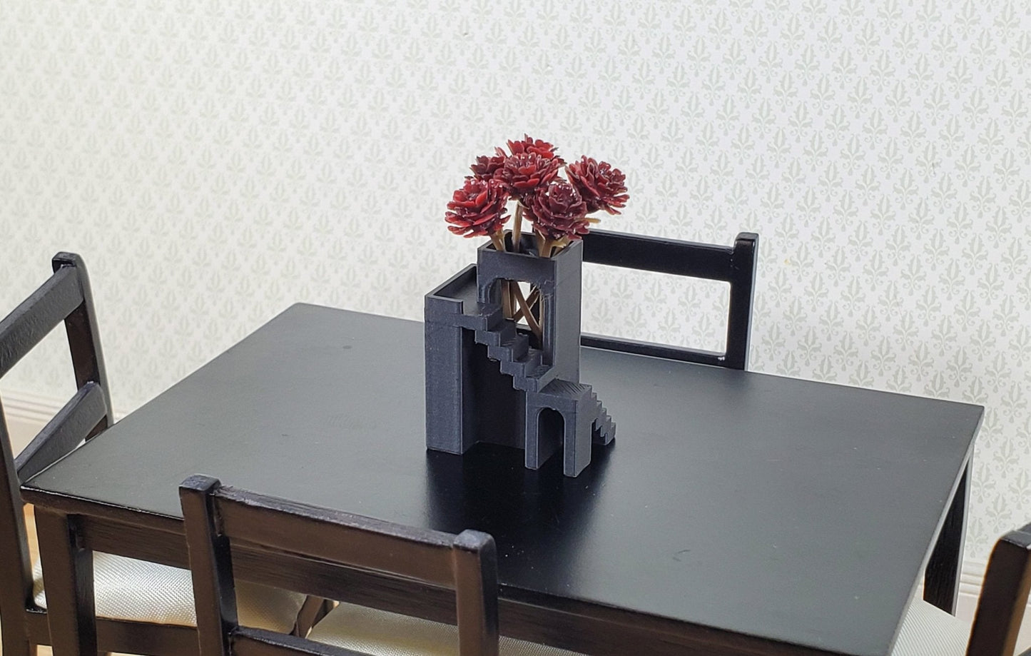 Dollhouse Modern Vase Sculpture Tower of Stairs 1:12 Scale Miniature Black - Miniature Crush