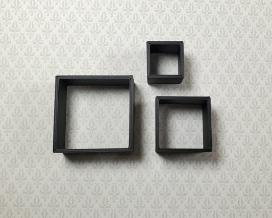 Dollhouse Modern Wall Shelves Square Blocks x3 Black 1:12 Scale Miniature Shelf - Miniature Crush