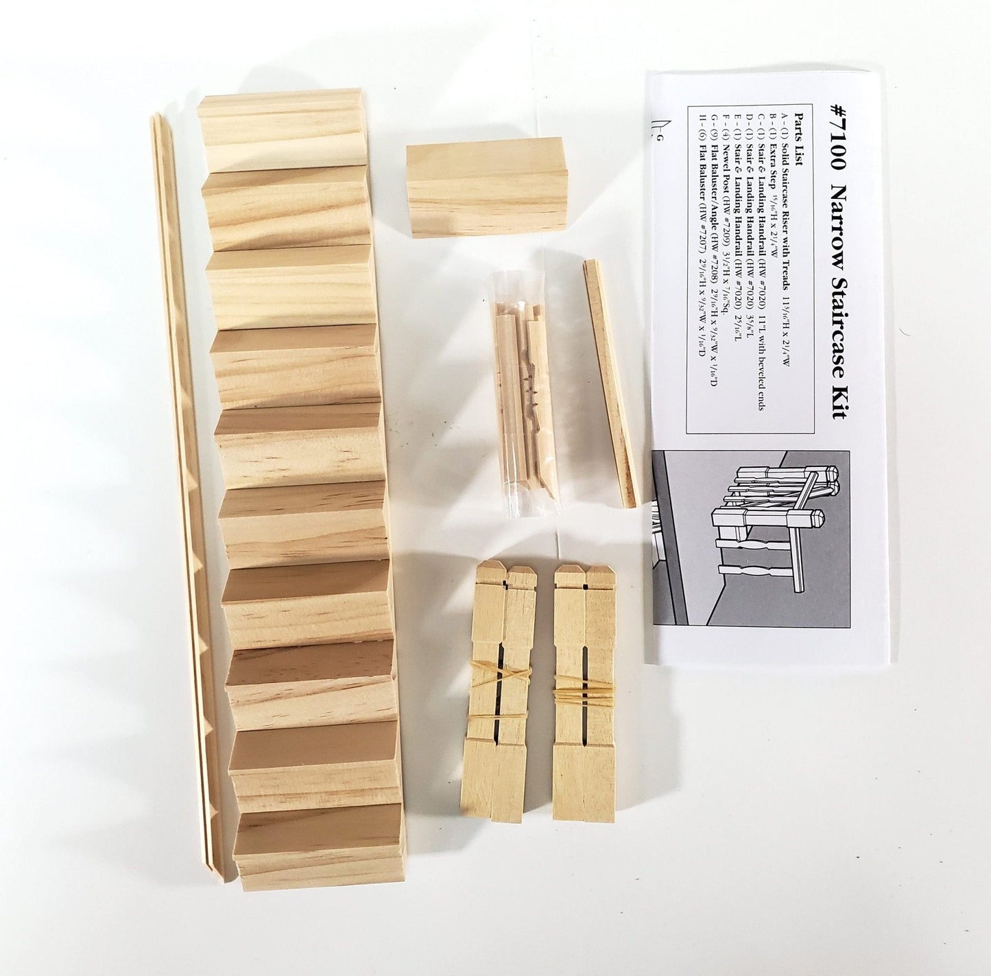 Dollhouse Narrow Stairs Stairway Kit Houseworks with Top Landing Parts 1:12 Scale Miniature - Miniature Crush