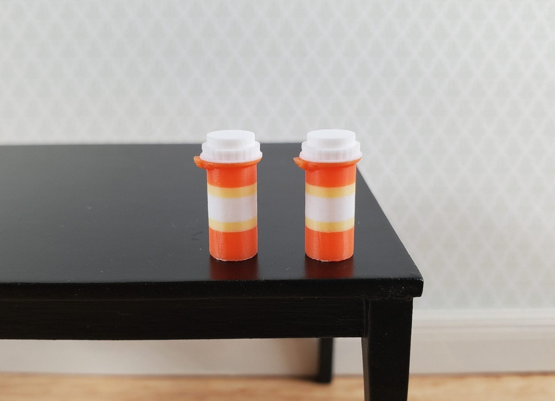 Dollhouse Orange Pill Bottles x2 Modern Style 1/6 Scale Miniature Prop Medicine - Miniature Crush