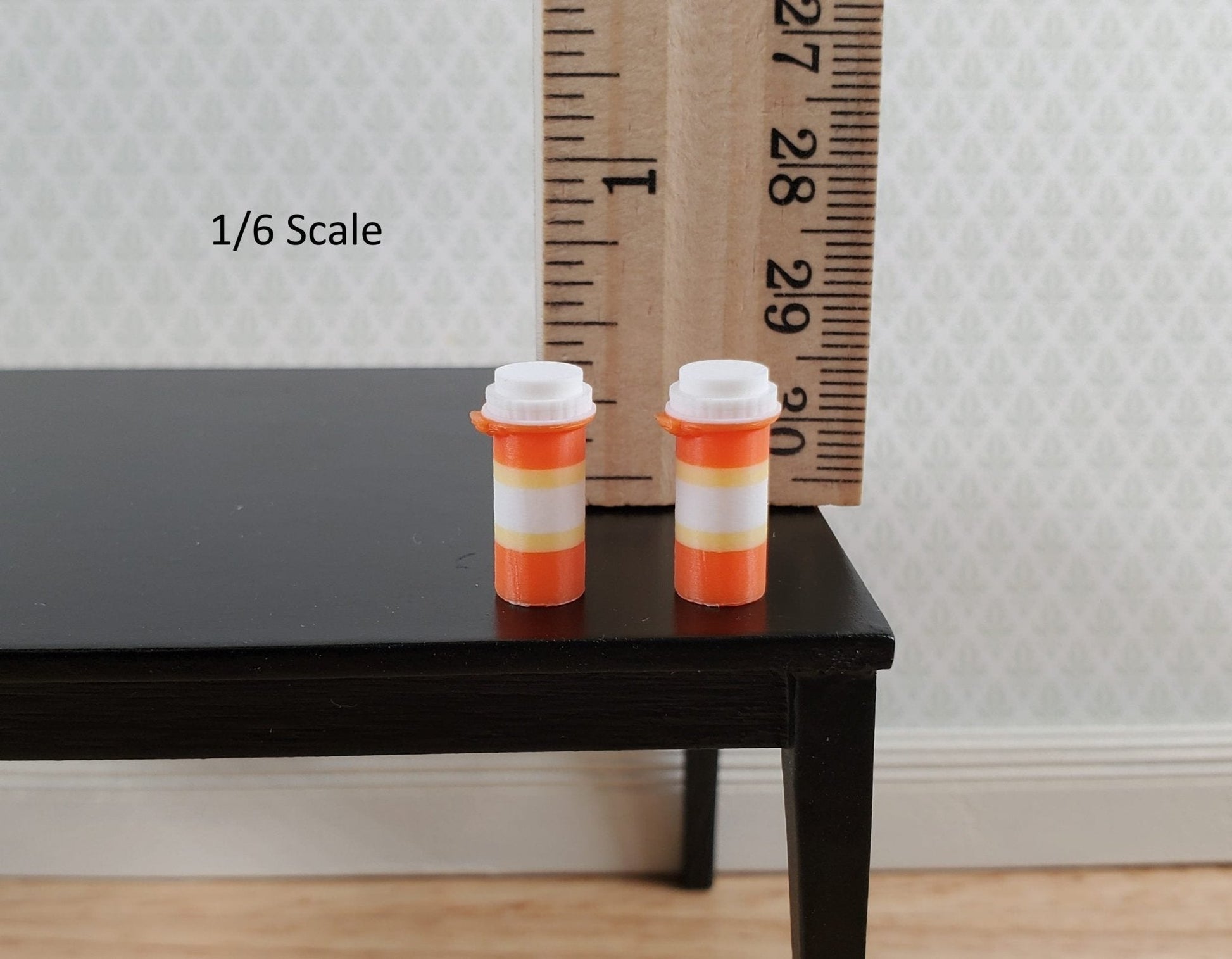 Dollhouse Orange Pill Bottles x2 Modern Style 1/6 Scale Miniature Prop Medicine - Miniature Crush