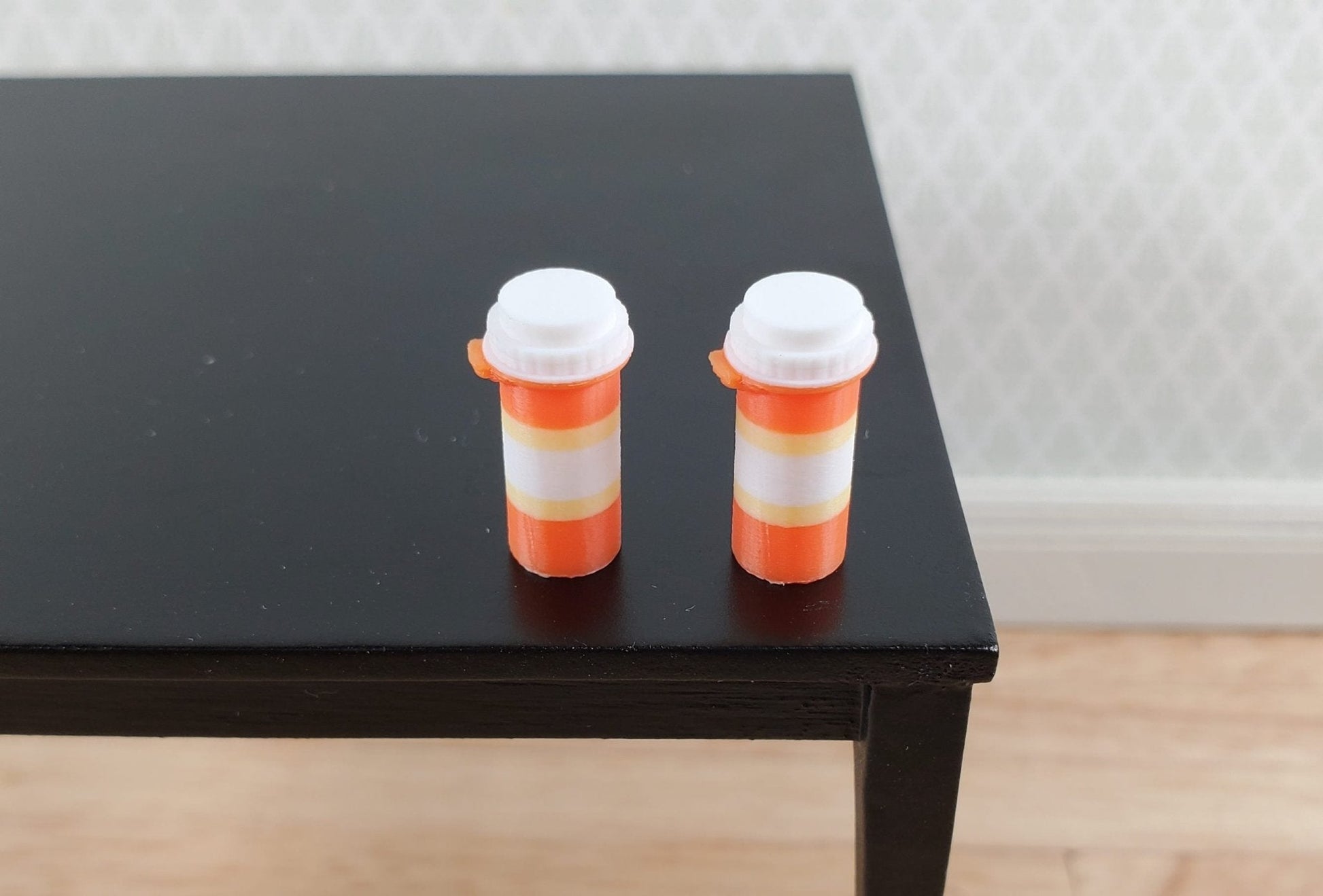 Dollhouse Orange Pill Bottles x2 Modern Style 1/6 Scale Miniature Prop Medicine - Miniature Crush