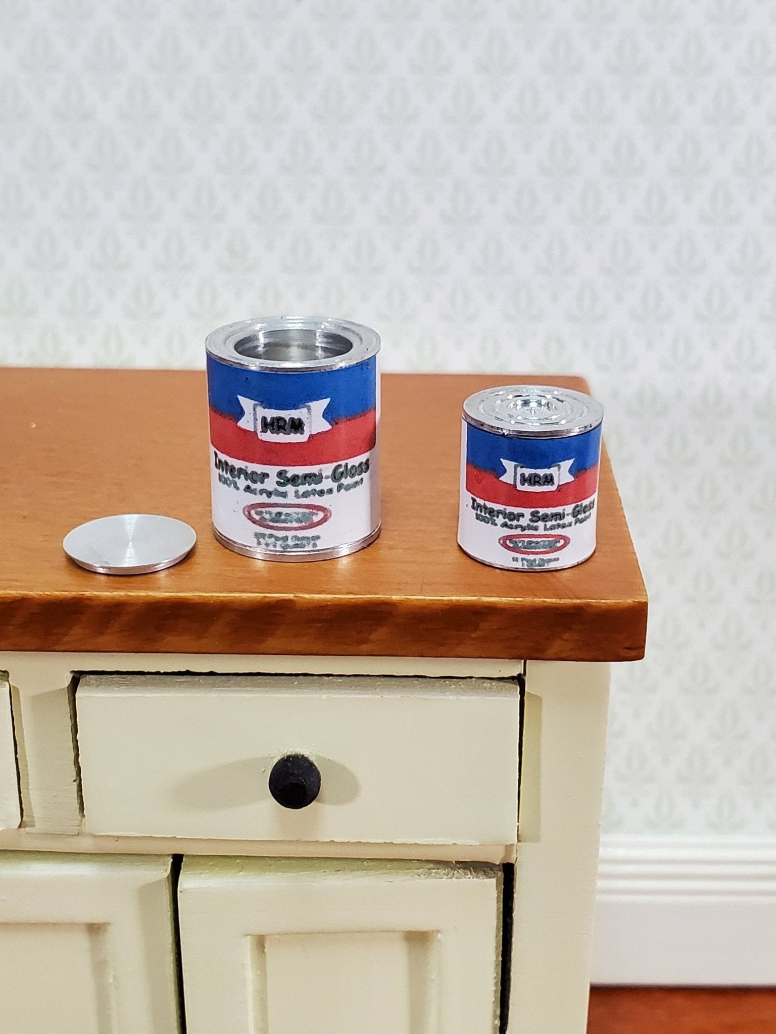 Dollhouse Paint Cans Metal Large and Medium Size 1:12 Scale by Hudson River Miniatures - Miniature Crush