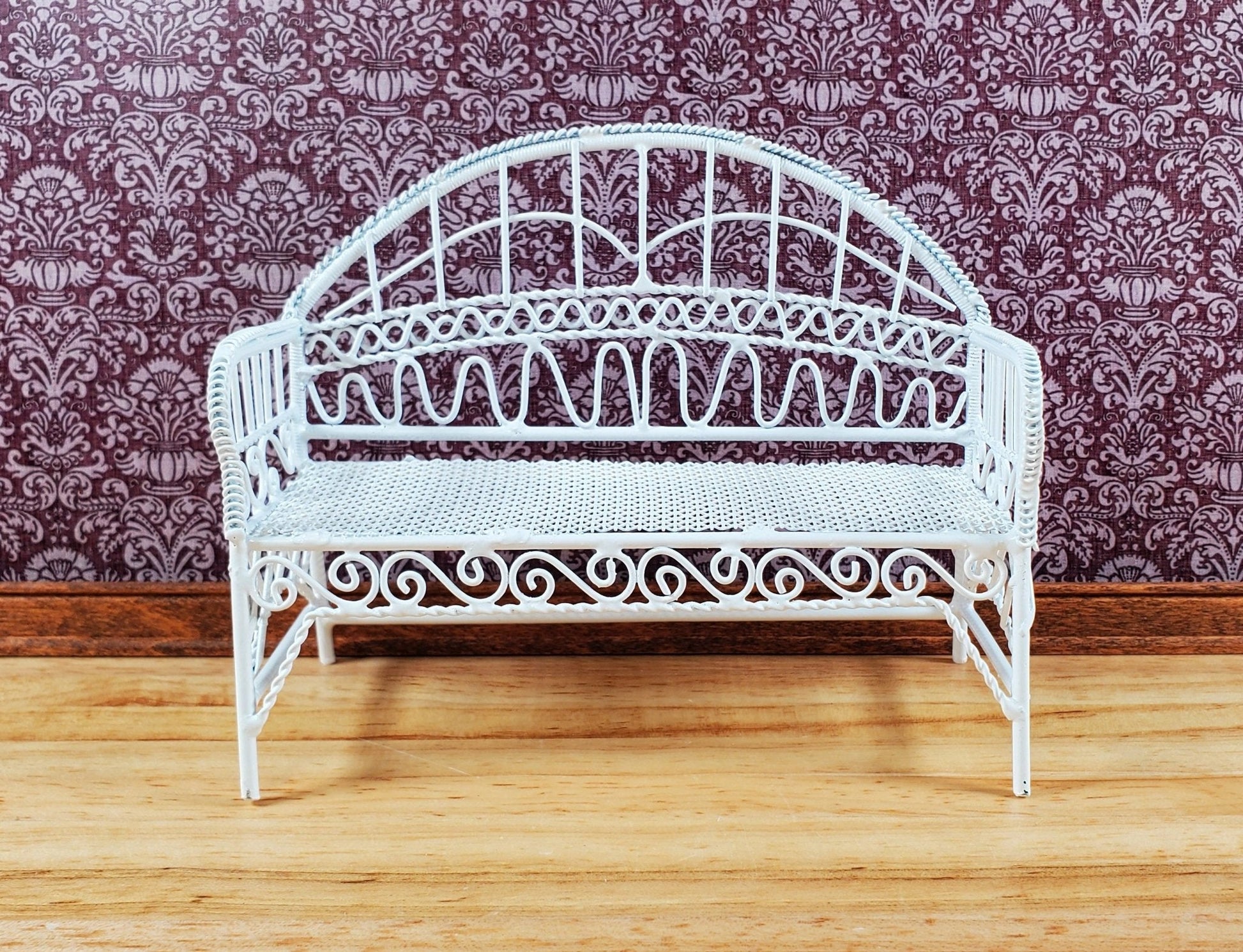 Dollhouse Patio Bench White Metal 1:12 Scale Miniature Fairy Garden Furniture - Miniature Crush