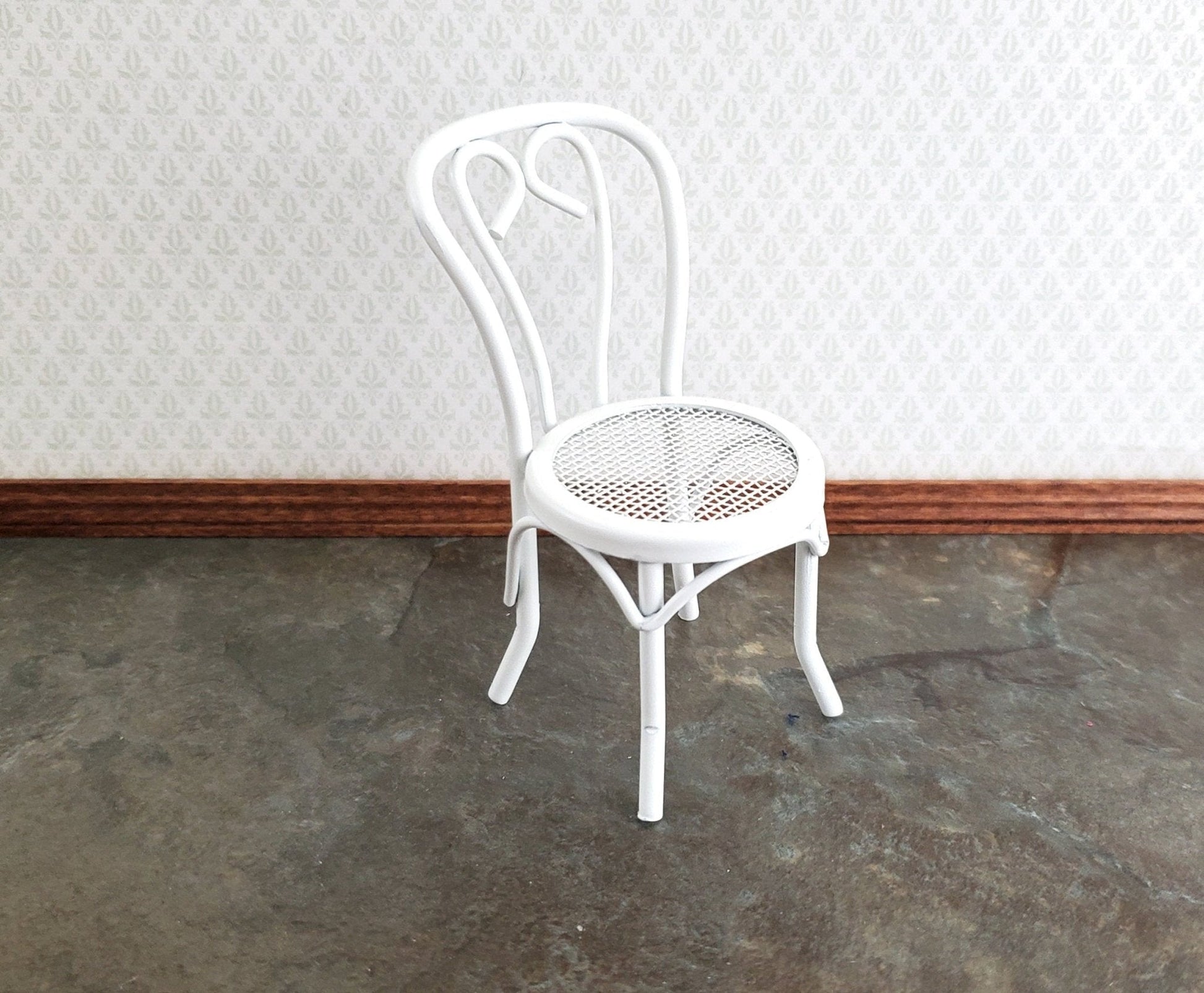 Dollhouse Patio Chair White Metal 1:12 Scale Fairy Garden Soda Fountain - Miniature Crush