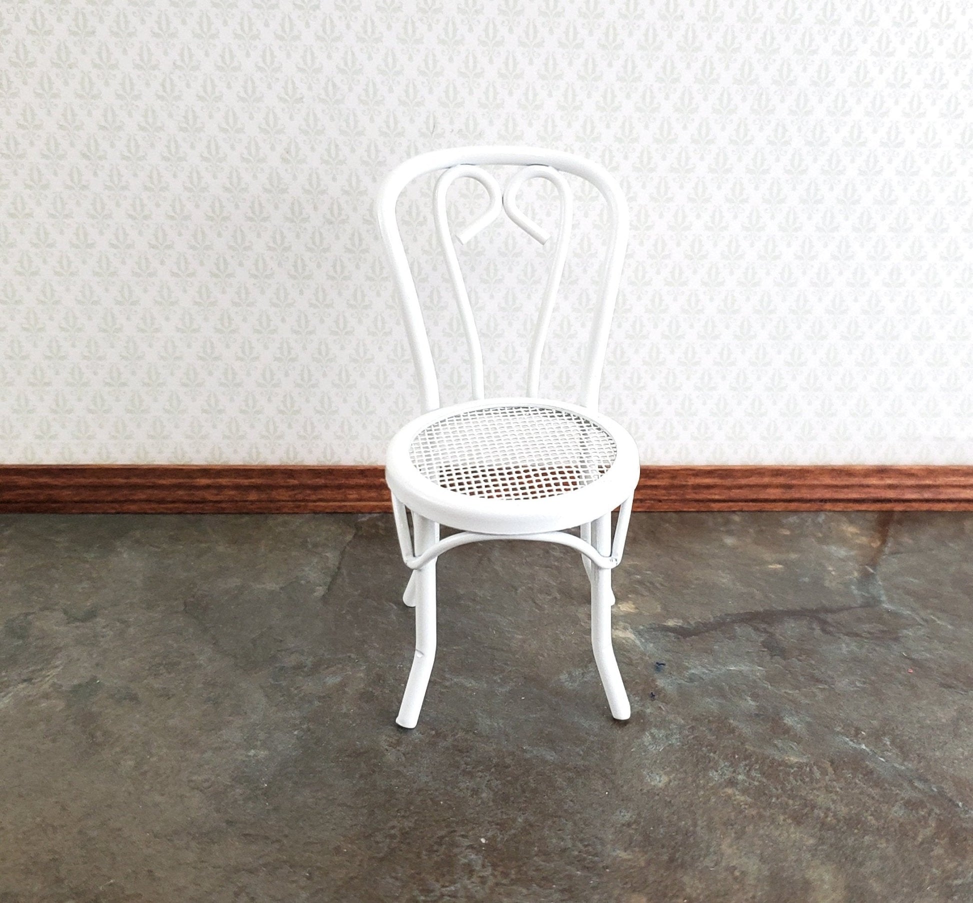 Dollhouse Patio Chair White Metal 1:12 Scale Fairy Garden Soda Fountain - Miniature Crush