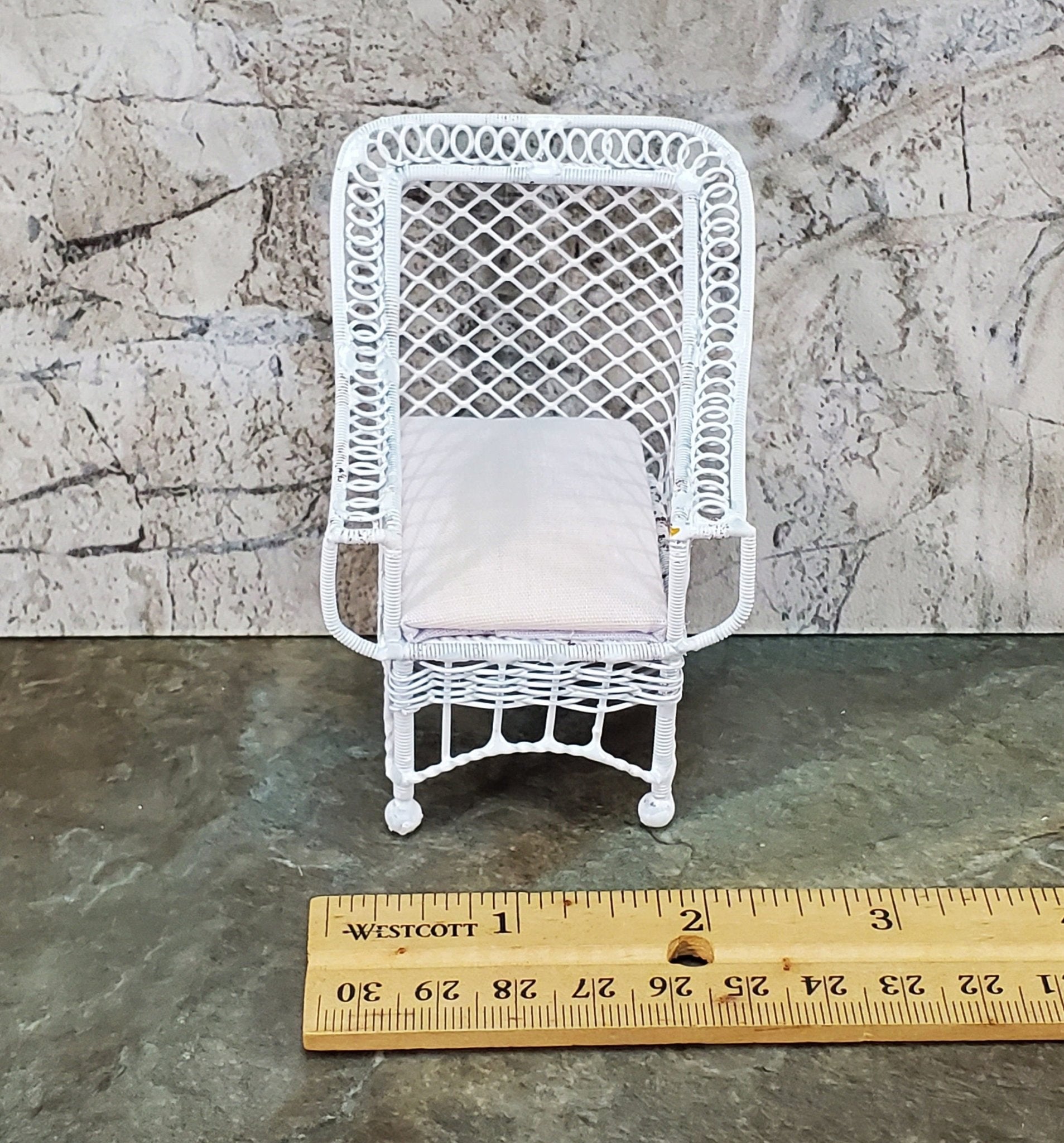Dollhouse Patio Chair White Metal Mesh 1:12 Scale Miniature Fairy Garden - Miniature Crush