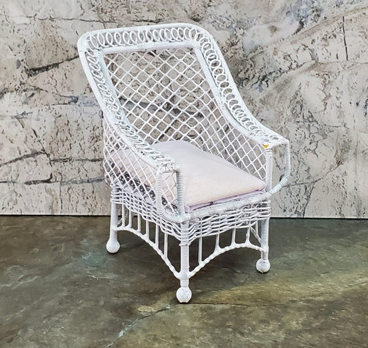 Dollhouse Patio Chair White Metal Mesh 1:12 Scale Miniature Fairy Garden - Miniature Crush