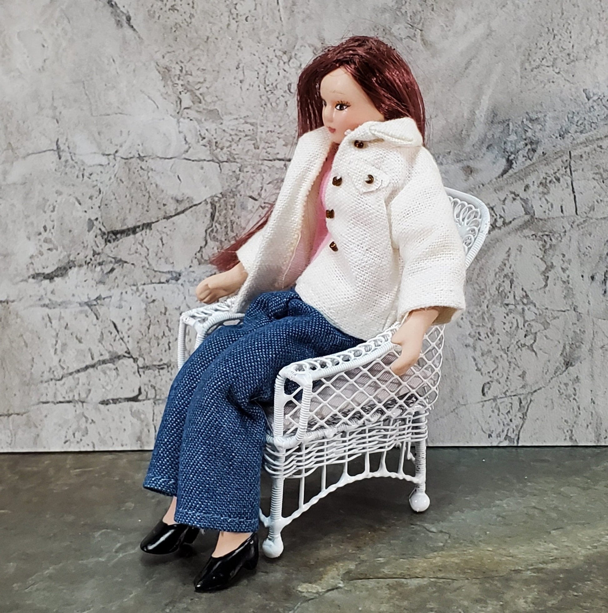 Dollhouse Patio Chair White Metal Mesh 1:12 Scale Miniature Fairy Garden - Miniature Crush