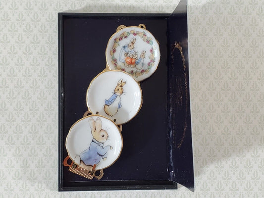 Dollhouse Peter Rabbit Beatrix Potter Reutter Porcelain Plate Set 1:12 Scale - Miniature Crush