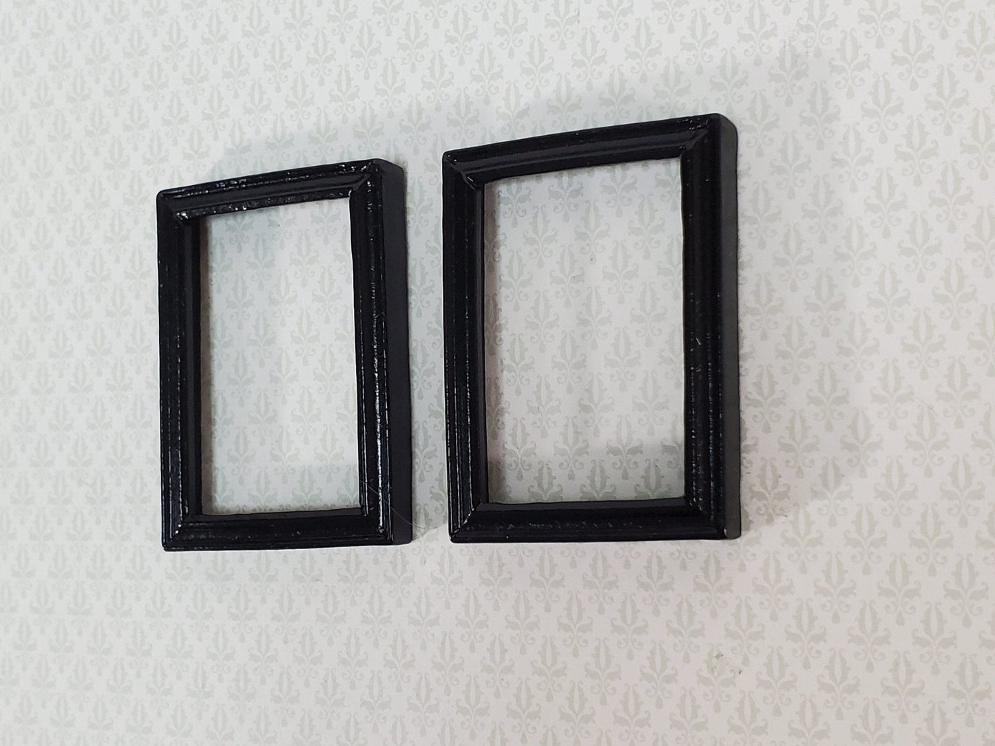 Dollhouse Picture Frame Set of 2 Small Black for Paintings 1:12 Scale Miniatures - Miniature Crush