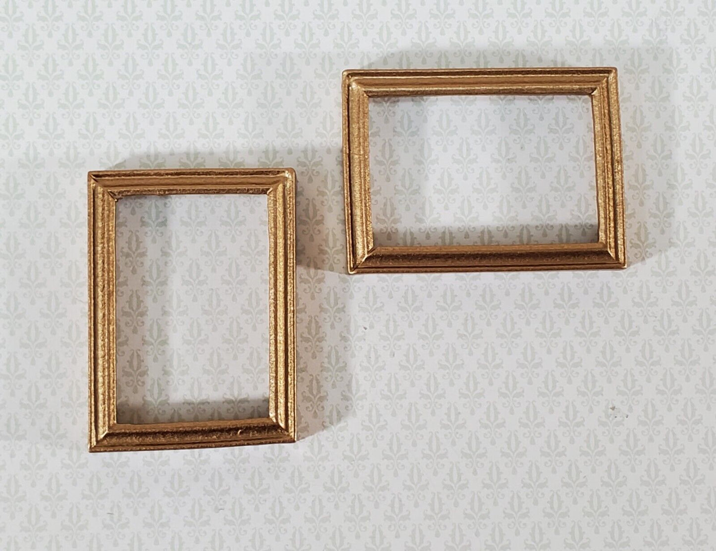 Dollhouse Picture Frame Set of 2 Small Gold for Paintings 1:12 Scale Miniatures - Miniature Crush