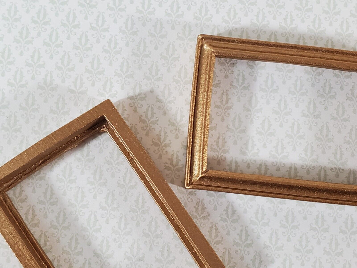 Dollhouse Picture Frame Set of 2 Small Gold for Paintings 1:12 Scale Miniatures - Miniature Crush