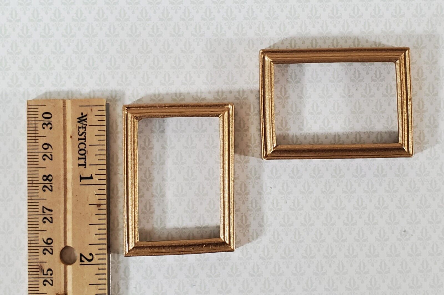 Dollhouse Picture Frame Set of 2 Small Gold for Paintings 1:12 Scale Miniatures - Miniature Crush