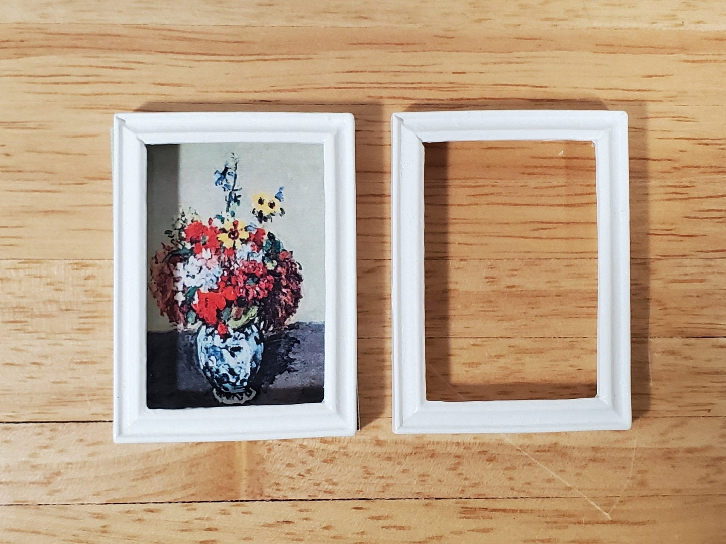 Dollhouse Picture Frame Set of 2 Small White for Paintings 1:12 Scale Miniatures - Miniature Crush