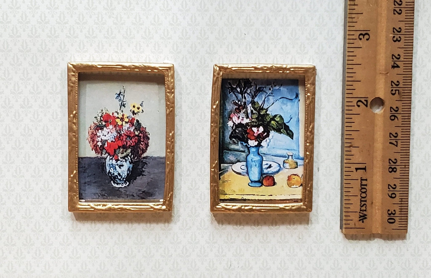 Dollhouse Picture Frames Set of 2 Gold for Painting 2.25" x 1.5" 1:12 Scale Miniatures - Miniature Crush