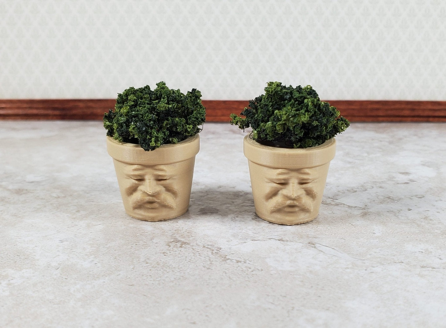 Dollhouse Planters Pots with Faces Set of 2 1:12 Scale Miniature Garden Decor - Miniature Crush