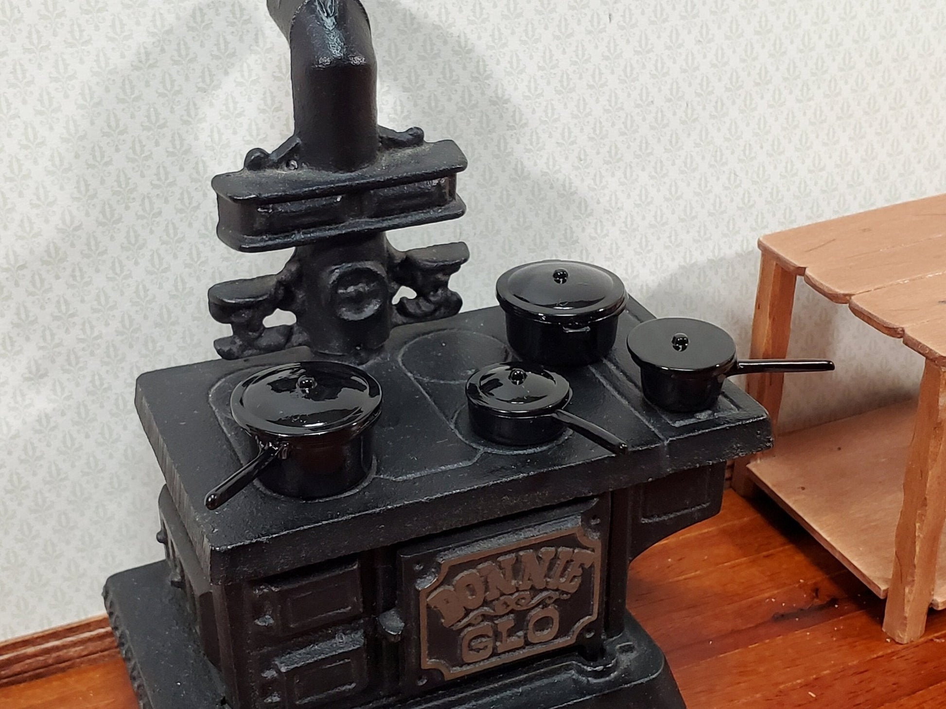 Dollhouse Pots & Pans with Lids BLACK Metal Stock Soup Saute 1:12 Scale Miniatures - Miniature Crush