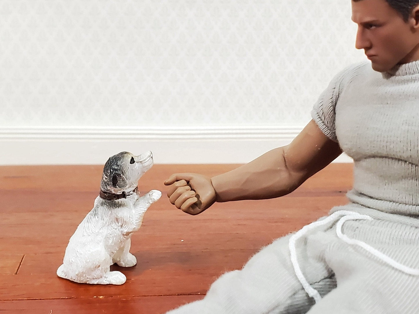 Dollhouse Puppy Dog Jack Russel Terrier "Shake" 1:12 Scale Miniature Pet Cast Resin - Miniature Crush