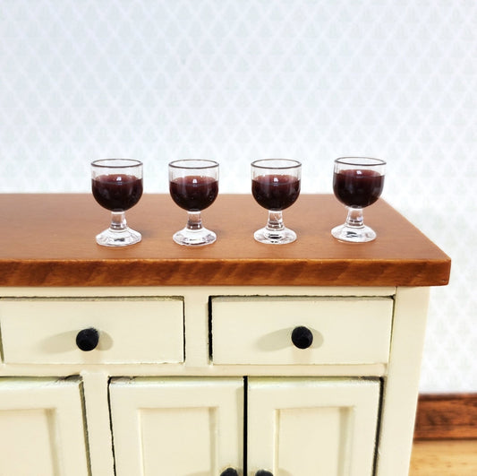 Dollhouse Red Wine Glasses Filled Set of 4 1:12 Scale Miniatures Plastic - Miniature Crush
