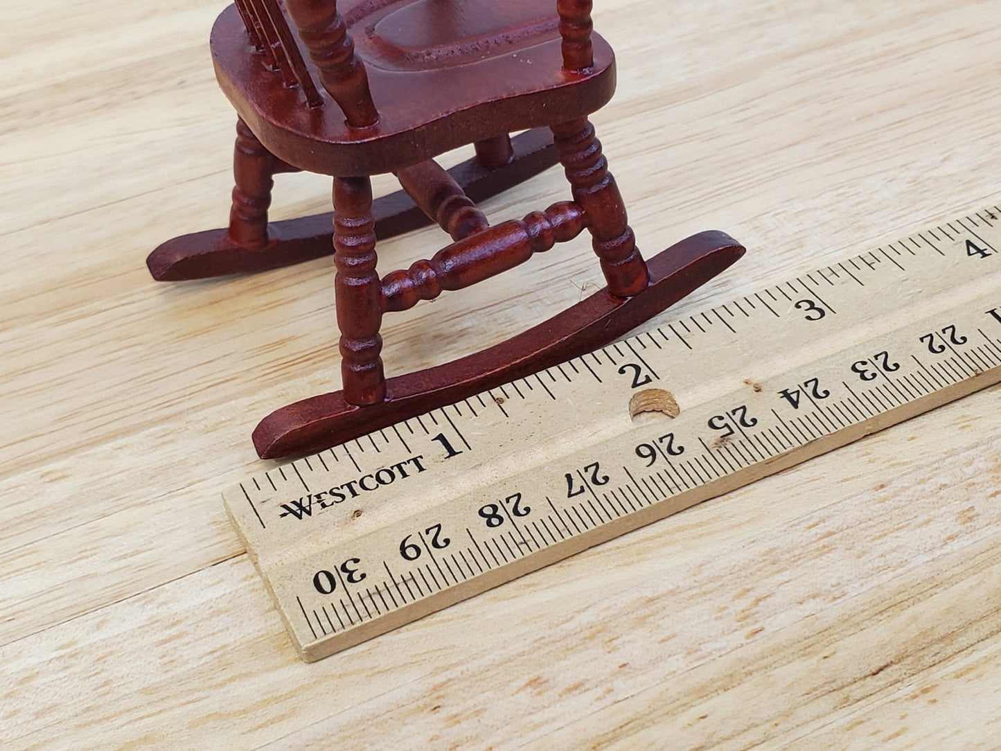Dollhouse Rocking Chair Mahogany Finish Wood 1:12 Scale Miniature Furniture - Miniature Crush