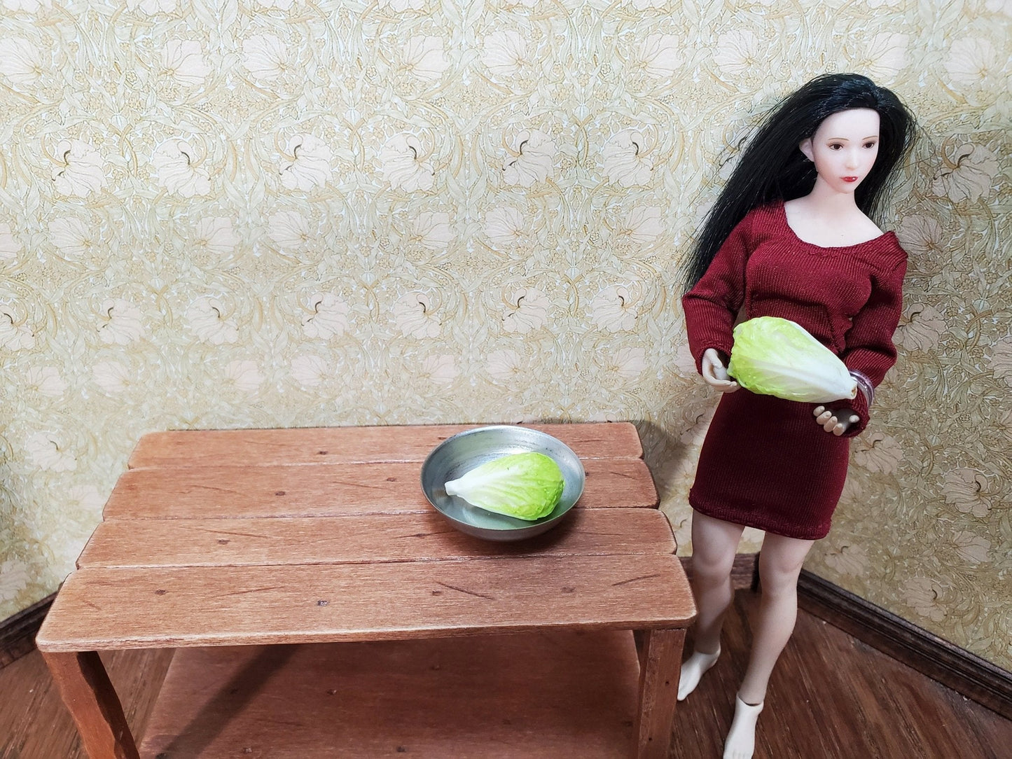 Dollhouse Romain Lettuce 2 Heads 1:12 Scale Miniature Kitchen Food Vegetables - Miniature Crush