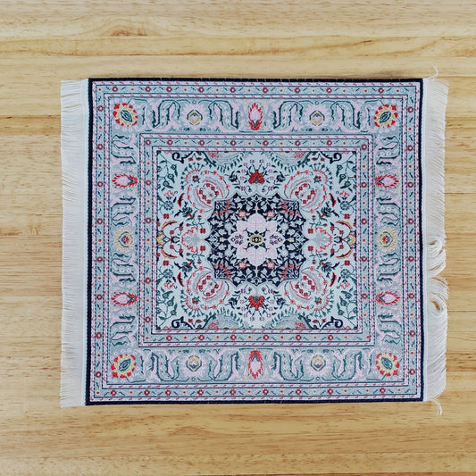 Dollhouse Rug Large Fabric Square Turkish Style Pink Gray 1:12 Scale Miniature Carpet - Miniature Crush