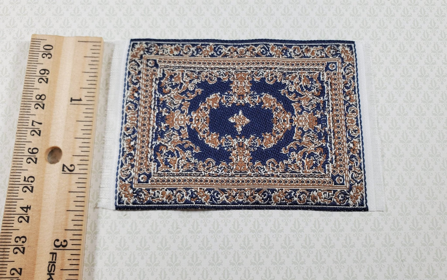 Dollhouse Rug Small HALF SCALE Fabric Navy Blue 4" x 2 1/2" 1:24 Miniature - Miniature Crush