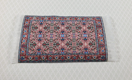 Dollhouse Rug Small Rust Green Black 5.50" x 3" 1:12 Miniature Carpet - Miniature Crush