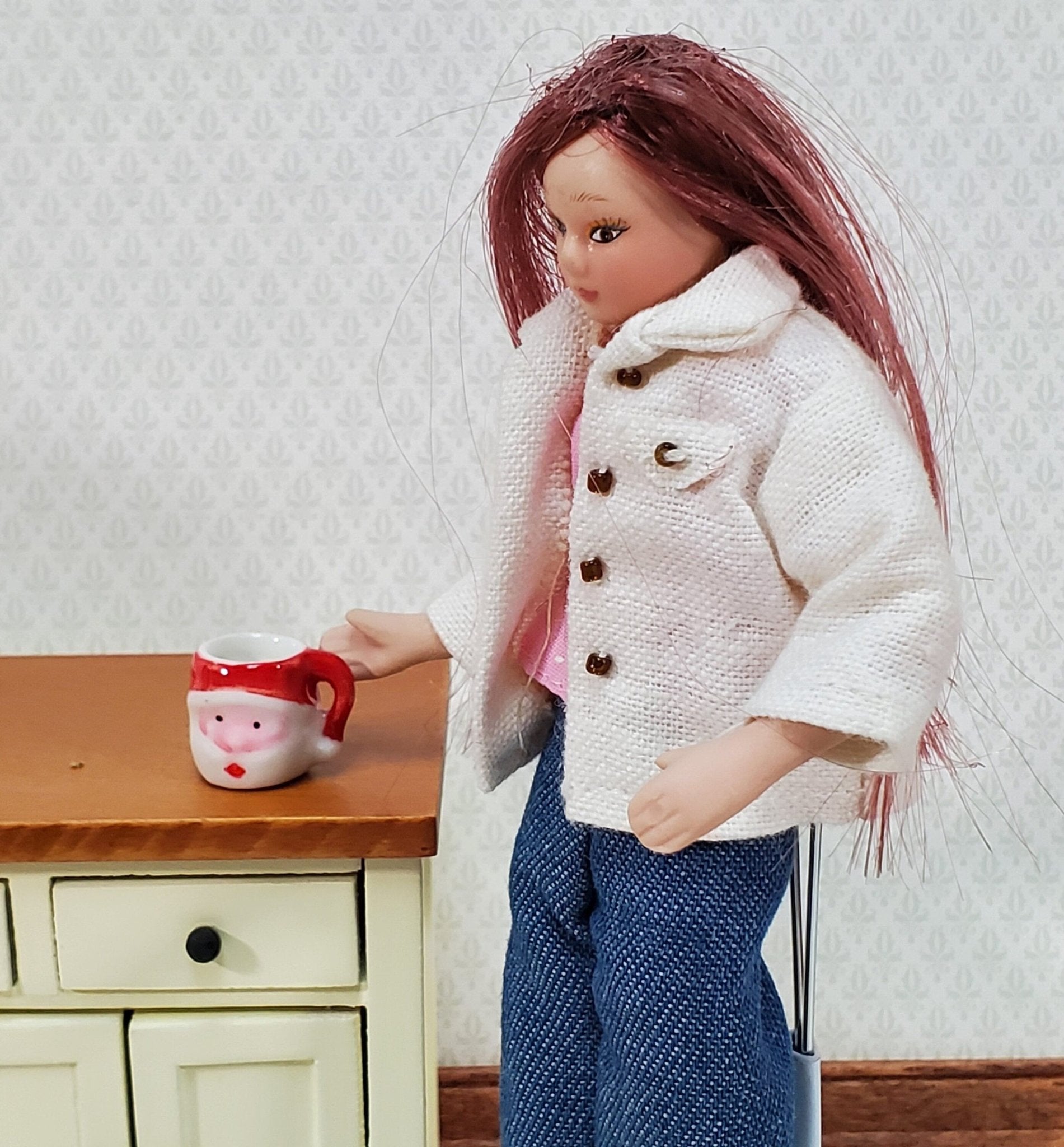 Dollhouse Santa Mug Coffee Cup LARGE Miniature Ceramic Christmas - Miniature Crush