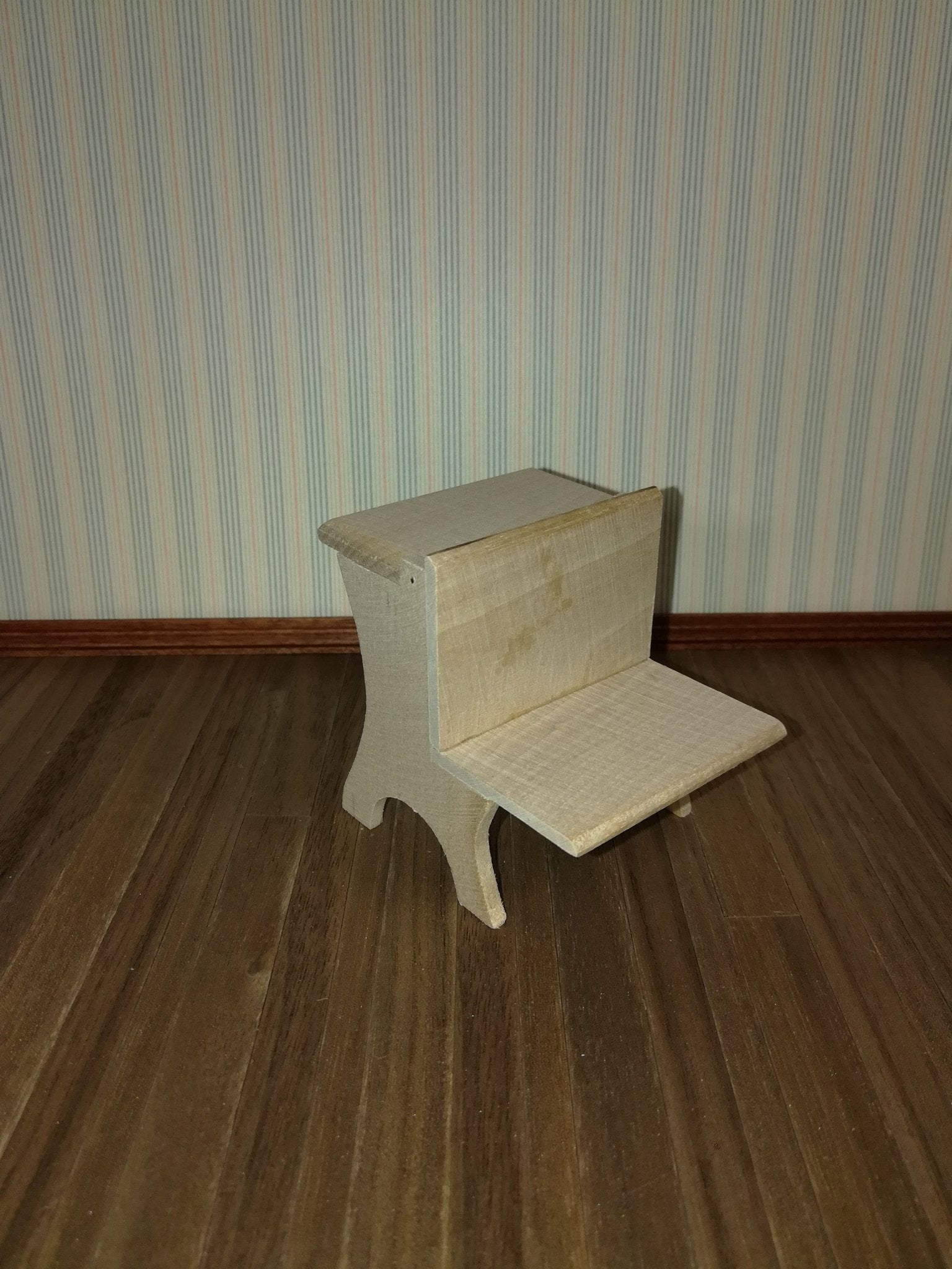 Dollhouse School Desk Unpainted Wood Vintage Style 1:12 Scale Miniature Furniture - Miniature Crush